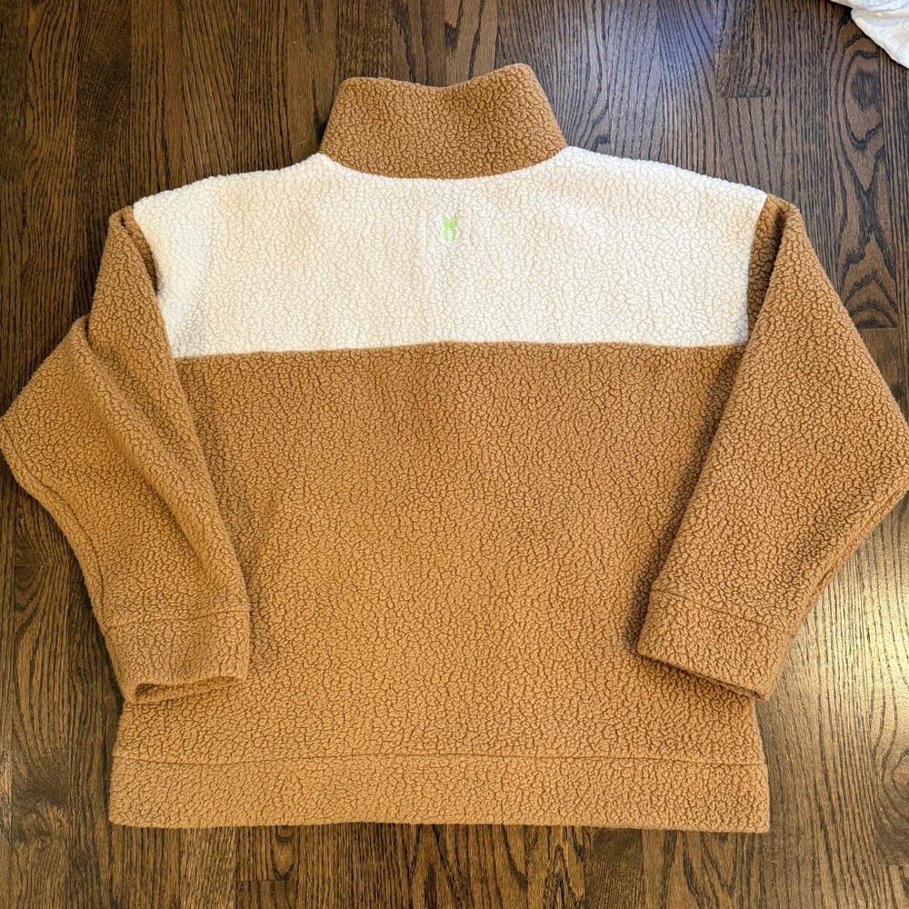 Dudley Stephens Bleeker Sherpa Fleece Camel Cream Quartzip Pullover XL - Picture 6 of 9